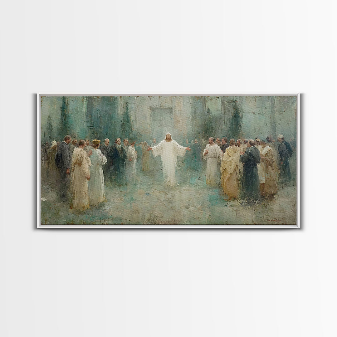 Sacred Dawn, Framed Canvas Print, Christian Wall Art, Minimalist Christian Art, Christian Art Canvas, Jesus Painting Canvas, Christian Chri