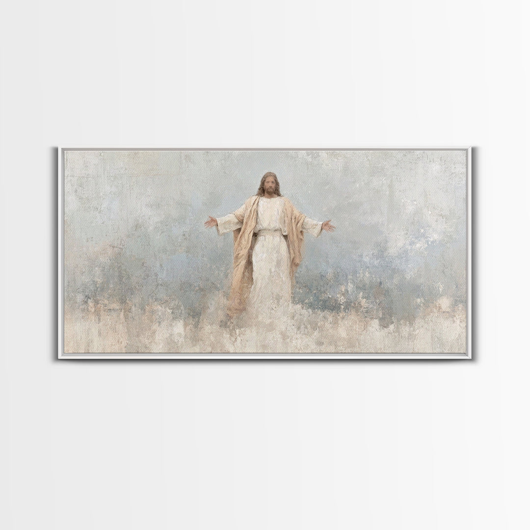 Heavenly Passage | Framed Canvas Print | Christian Art Canvas | Christian Wall Art | Jesus Art Print | Christian Gift | White Christmas Art