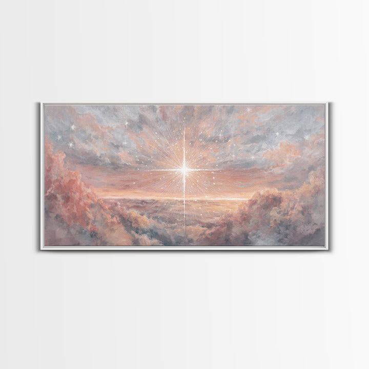 Divine Welcome, Framed Canvas Print, Christian Art Prints, Christian Wall Art, Jesus Painting, Large Christian Painting, Christian Christma