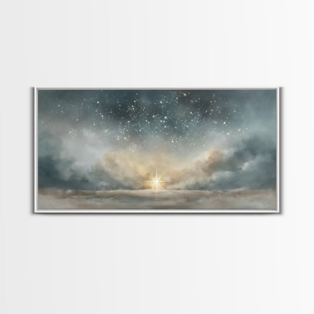 Star Of Promise – Framed Canvas Print – Christian Christmas Art – Christmas Wall Art – Christian Art Canvas – Vintage Christmas Art – Chris