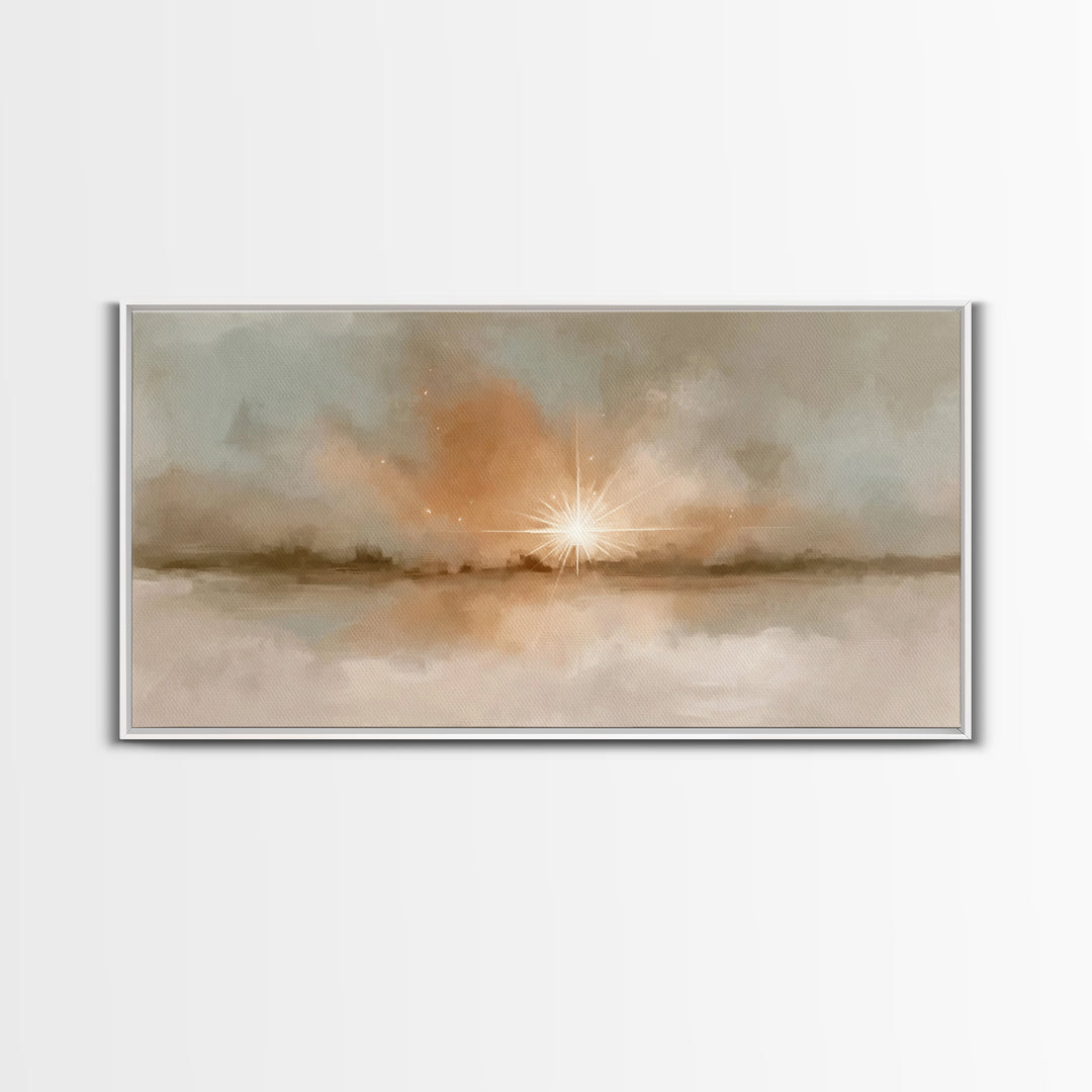 Dawn Star Light – Framed Canvas Print – Christian Wall Art – Christian Art Canvas – Christmas Art – Moody Christmas Art – Christian Decor