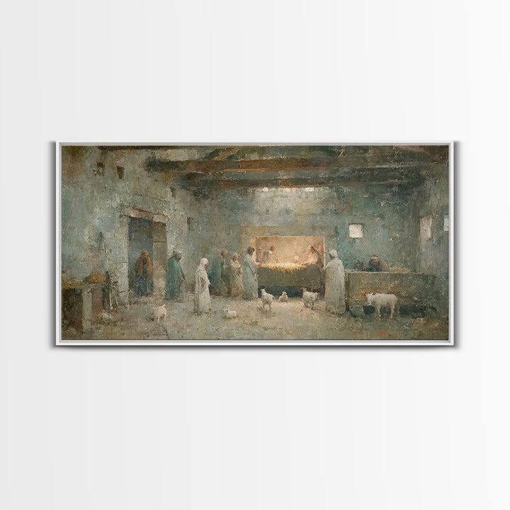 Shepherds Of Light – Framed Canvas Print – Christian Wall Art – Jesus Painting – Christmas Art – Christian Decor – Christian Christmas