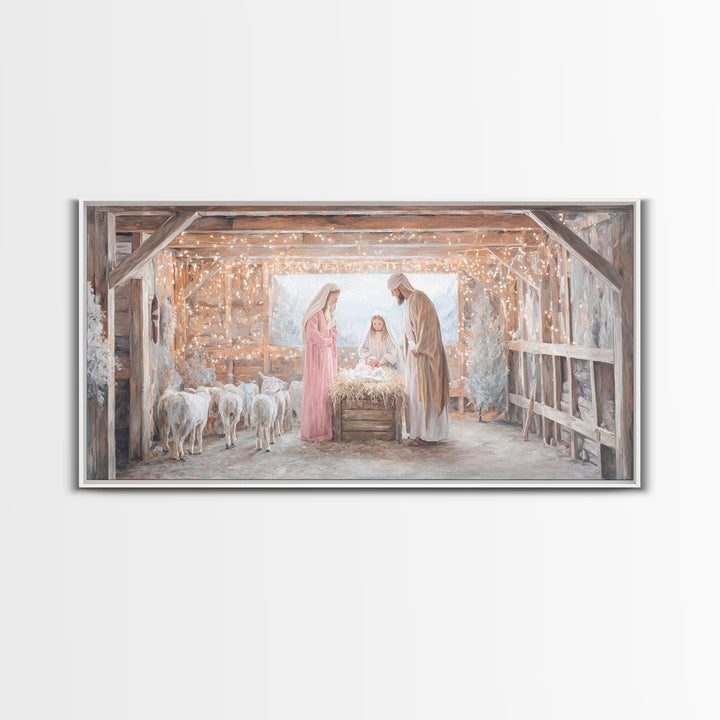 Holy Manger Wonder, Framed Canvas Print, Christian Art Canvas, Jesus Painting, Christmas Wall Art, Christian Christmas Art, Christian Decor