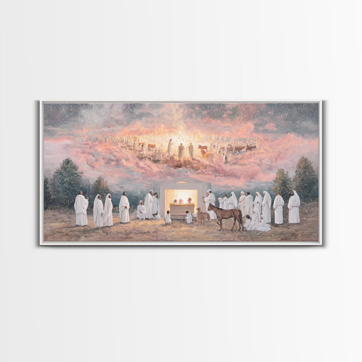 Celestial Birth Grace, Framed Canvas Print, Christian Wall Art, Jesus Painting, Christmas Art, Christian Christmas Art, Christian Decor