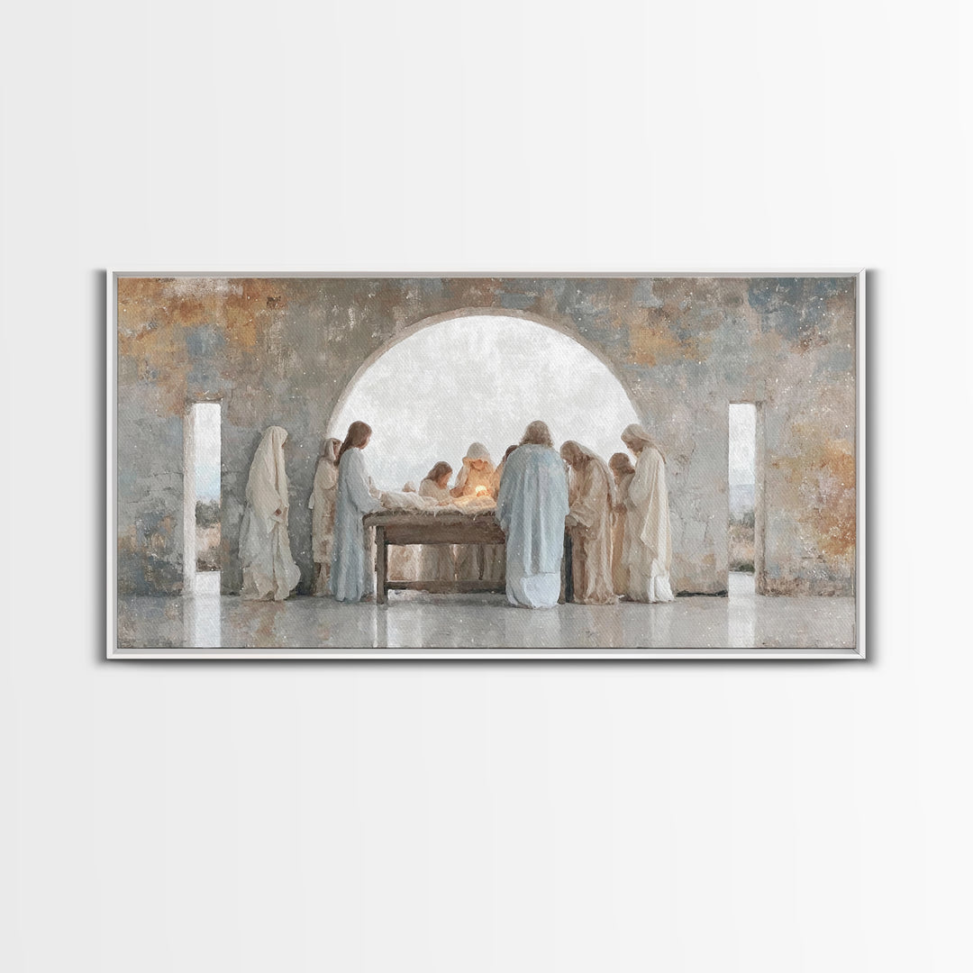 Heavenly Host Dawn | Framed Canvas Print | Christian Art Canvas | Jesus Painting | Christmas Wall Art | Christian Christmas | Christian Dec