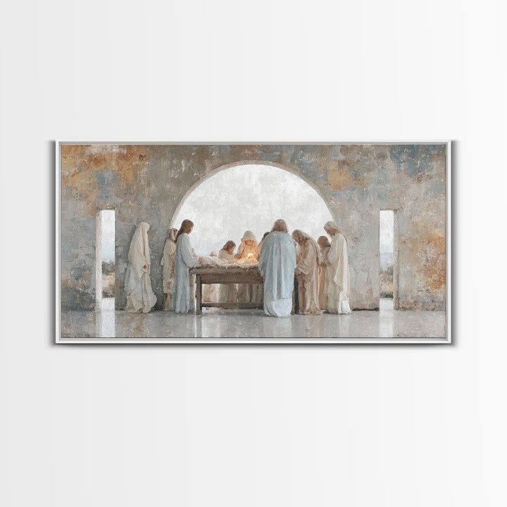 Heavenly Host Dawn | Framed Canvas Print | Christian Art Canvas | Jesus Painting | Christmas Wall Art | Christian Christmas | Christian Dec