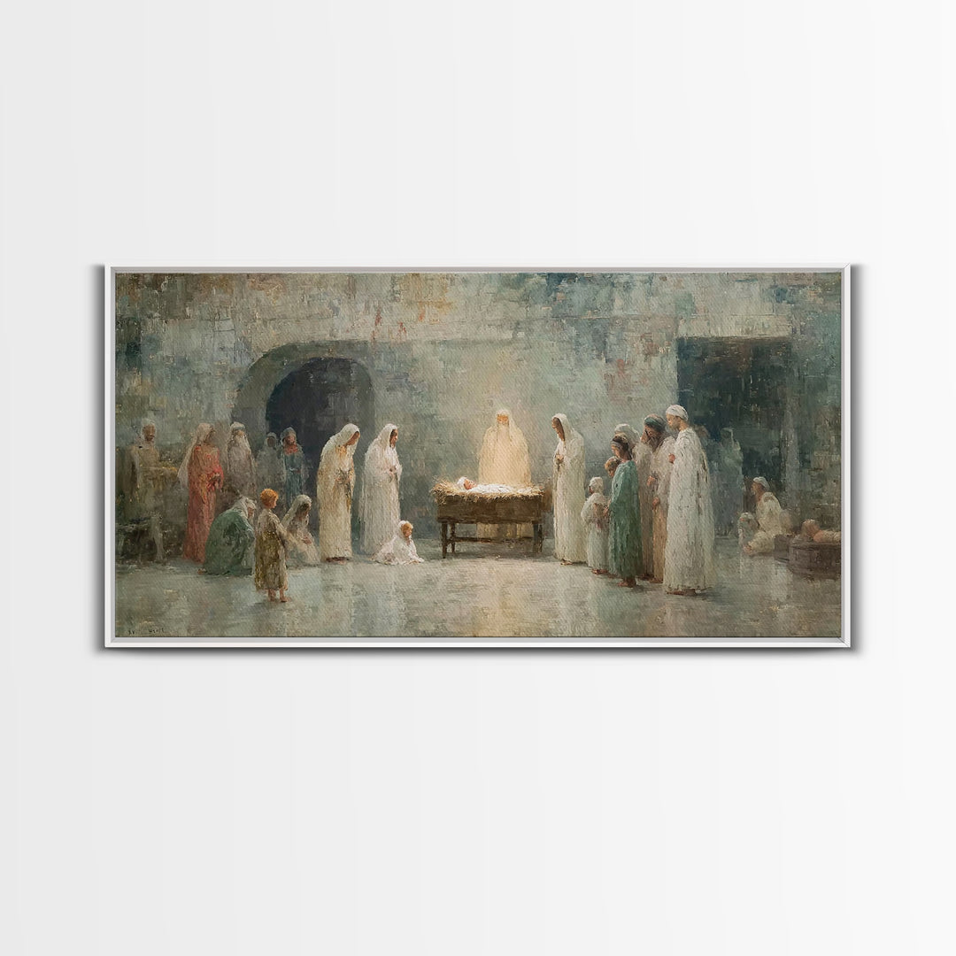 Radiant Nativity Calm – Framed Canvas Print – Christian Wall Art – Jesus Art Print – Christmas Art – Christian Christmas – Christian Decor
