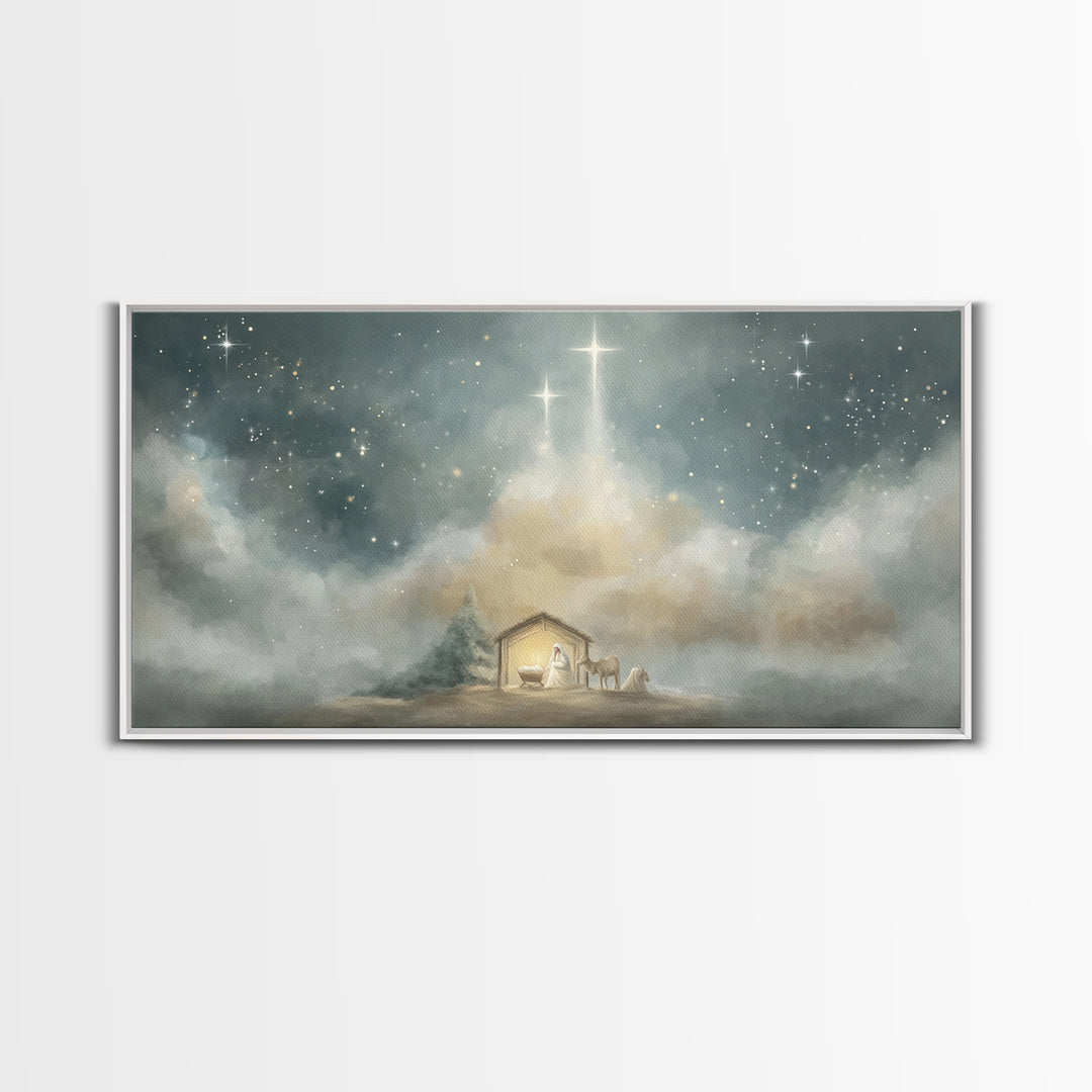 Guiding Star Haven | Framed Canvas Print | Christian Wall Art | Jesus Painting | Christmas Art | Christian Christmas Art | Christian Decor