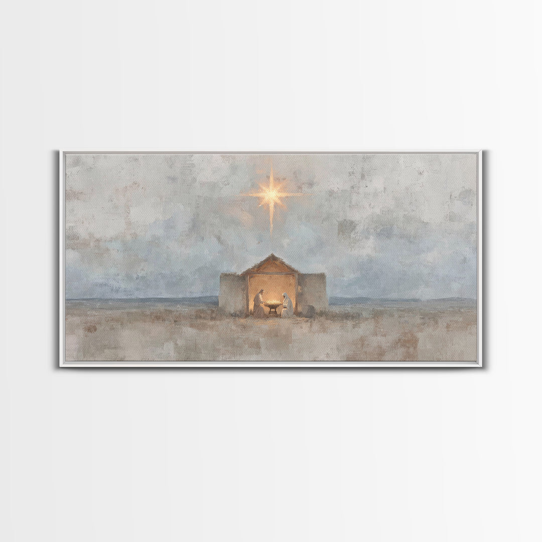 Bethlehem Peace, Framed Canvas Print, Christian Wall Art, Christian Art Canvas, Christmas Art Prints, Jesus Christmas Art, Vintage Christma