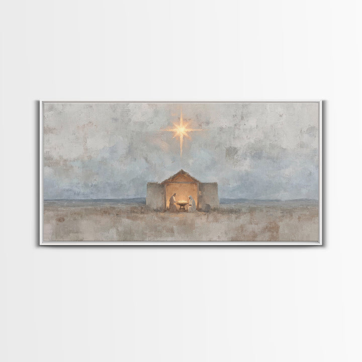 Bethlehem Peace, Framed Canvas Print, Christian Wall Art, Christian Art Canvas, Christmas Art Prints, Jesus Christmas Art, Vintage Christma