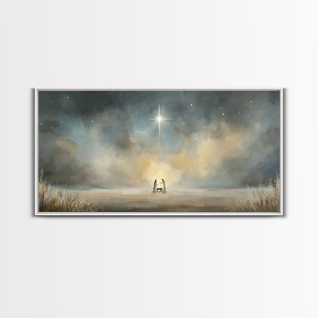 Star Of Emmanuel | Framed Canvas Print | Christian Wall Art | Christian Christmas Art | Christian Art Print | Jesus Painting | Christmas Ca