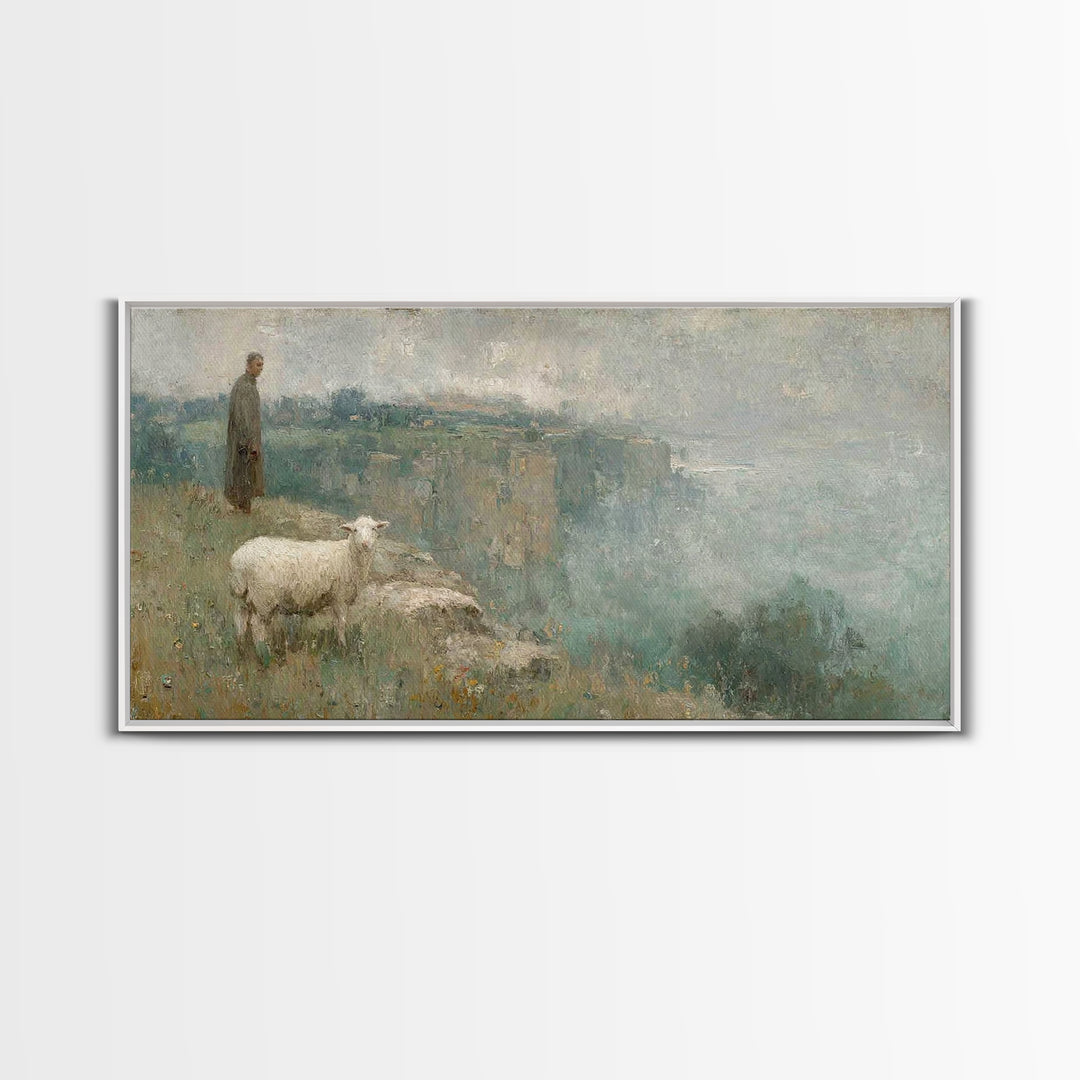 Silent Nativity Glow – Framed Canvas Print – Christian Art Canvas – Christmas Art Prints – Christian Christmas Decor – Modern Christian Pai