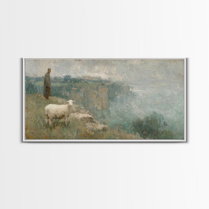 Silent Nativity Glow – Framed Canvas Print – Christian Art Canvas – Christmas Art Prints – Christian Christmas Decor – Modern Christian Pai