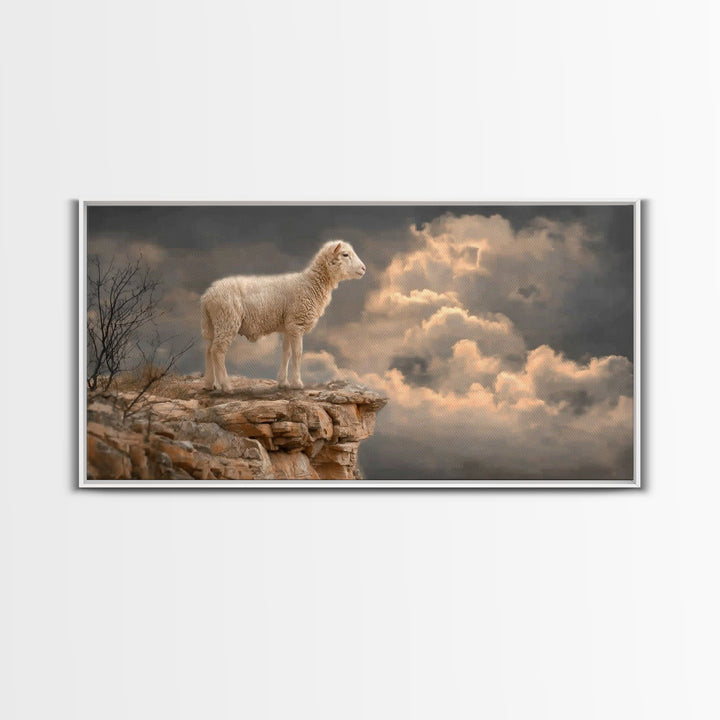 The Lone Shepherd | Framed Canvas Print | Christian Art Painting | Christian Wall Art | Christian Art Print | Moody Christian Art | Pastora