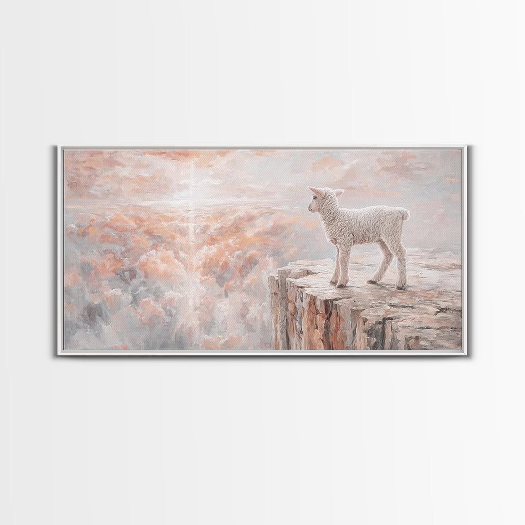 Heavenly Lamb - Framed Canvas Print - Christian Wall Art - Christian Art Canvas - Pastoral Scenery - Christian Christmas Art - Christian De