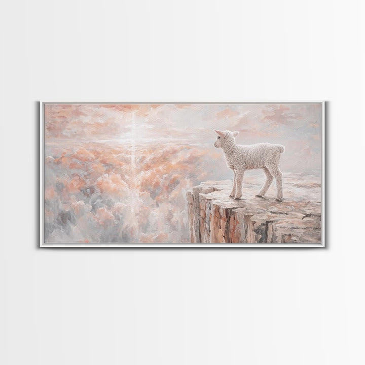 Heavenly Lamb - Framed Canvas Print - Christian Wall Art - Christian Art Canvas - Pastoral Scenery - Christian Christmas Art - Christian De