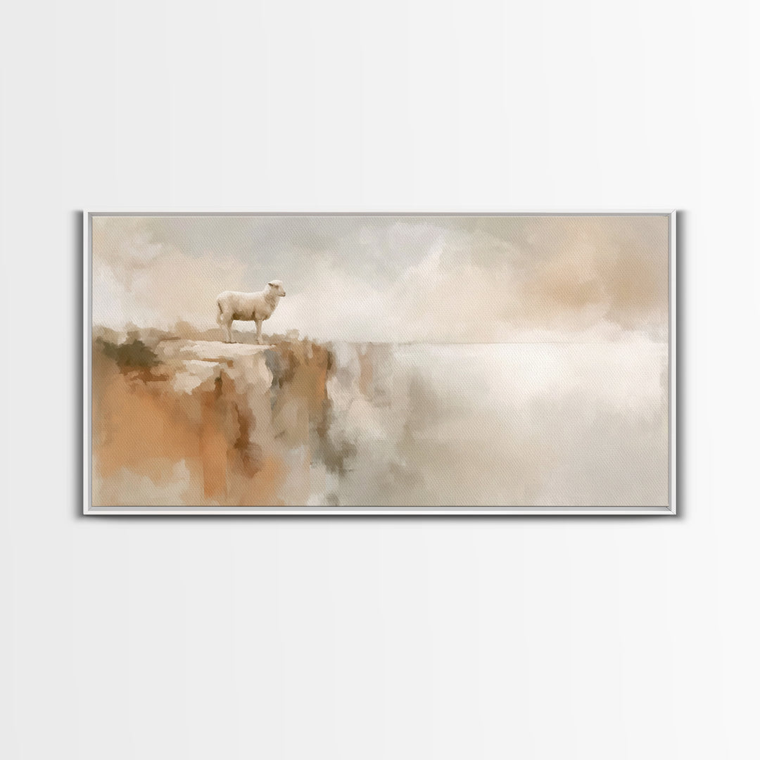 Quiet Cliff Light - Framed Canvas Print - Christian Art Canvas - Christian Christmas Art - Christian Wall Art - Modern Christian Art - Chri