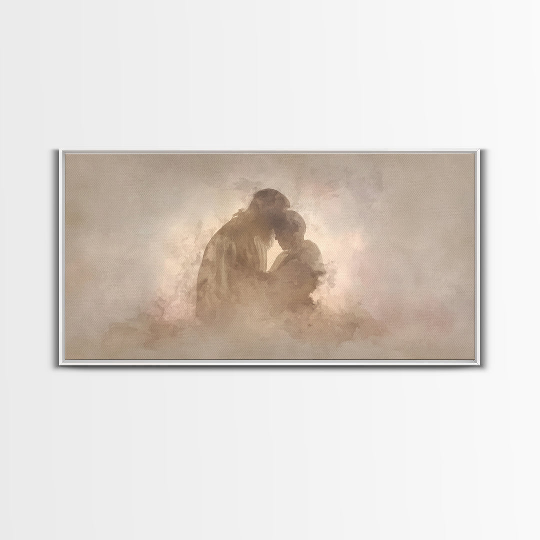 Sacred Comfort - Framed Canvas Print - Christian Art Canvas - Jesus Art Print - Christian Wall Art - Christmas Art Work - Christian Decor