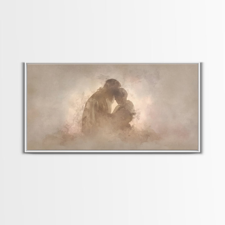 Sacred Comfort - Framed Canvas Print - Christian Art Canvas - Jesus Art Print - Christian Wall Art - Christmas Art Work - Christian Decor