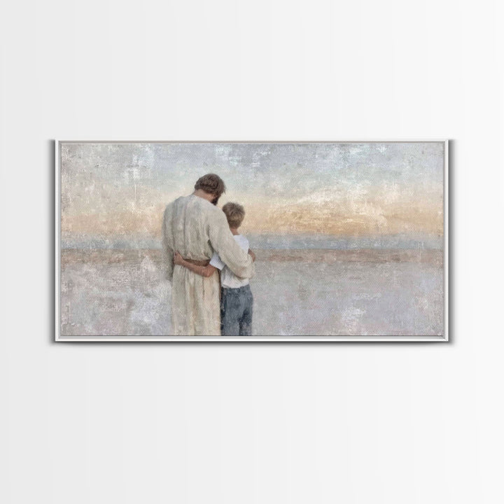 Guiding Peace - Framed Canvas Print - Christian Art - Christian Decor - Christian Christmas Art - Jesus Painting - Christian Wall Art