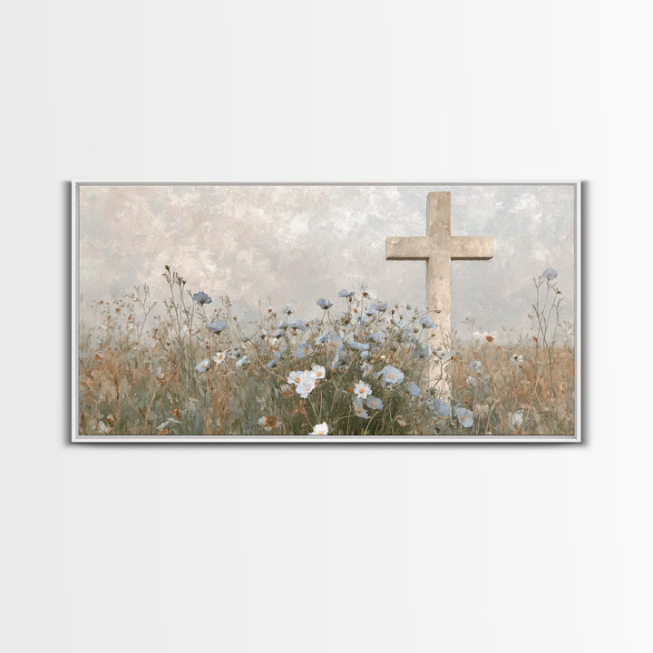 Blossoms Of Grace – Framed Canvas Print – Christian Wall Art – Christian Art Canvas – Jesus Painting – Vintage Christian Art – Christian De