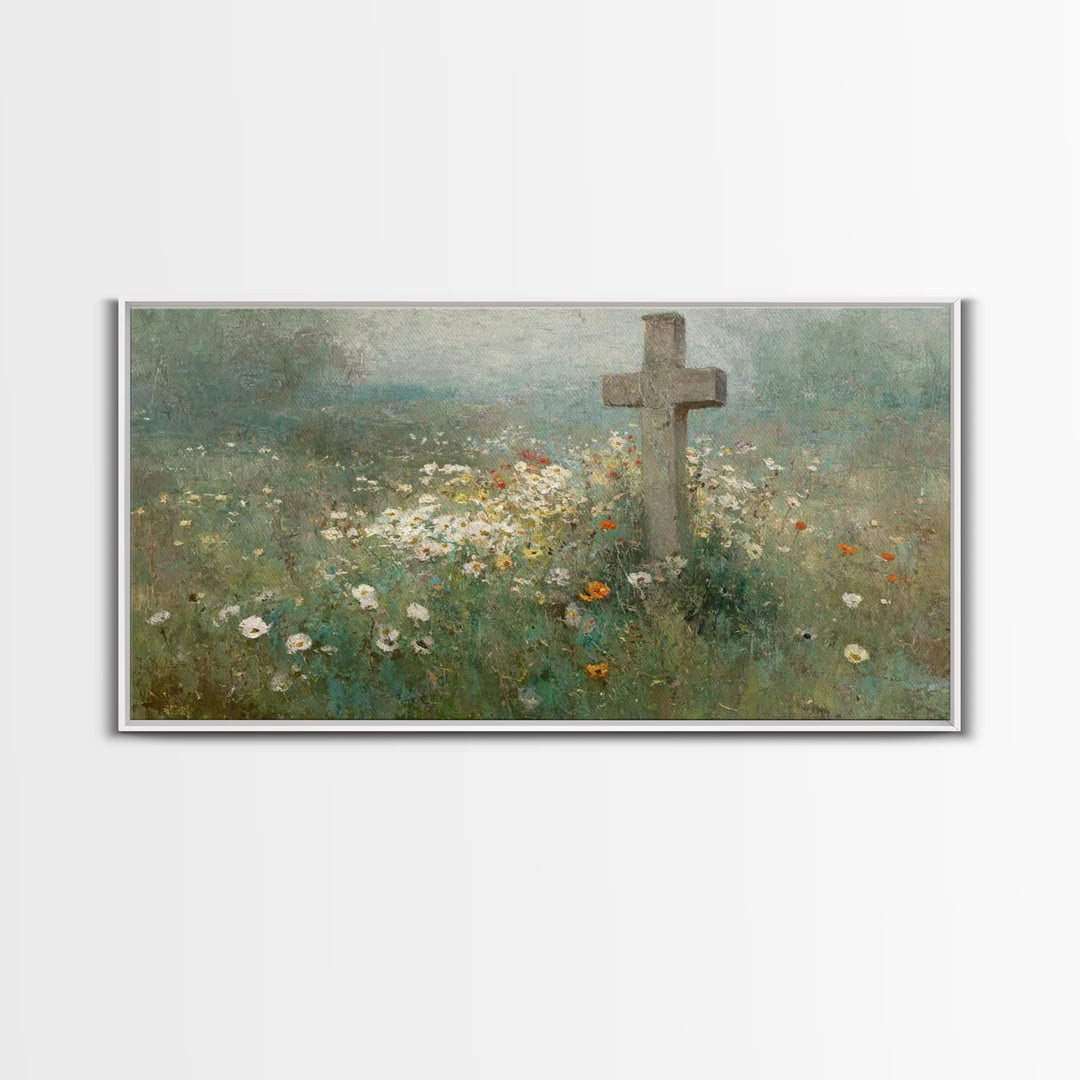 Field Of Redemption – Framed Canvas Print – Christian Art Print – Large Christian Painting – Christian Decor – Christian Wall Art – Unique