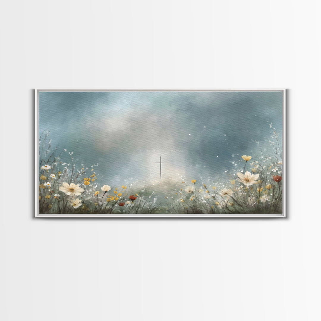 Heavenly Meadow – Framed Canvas Print – Christian Art – Jesus Painting – Christian Art Canvas – Subtle Christian Art – Christian Wall Art