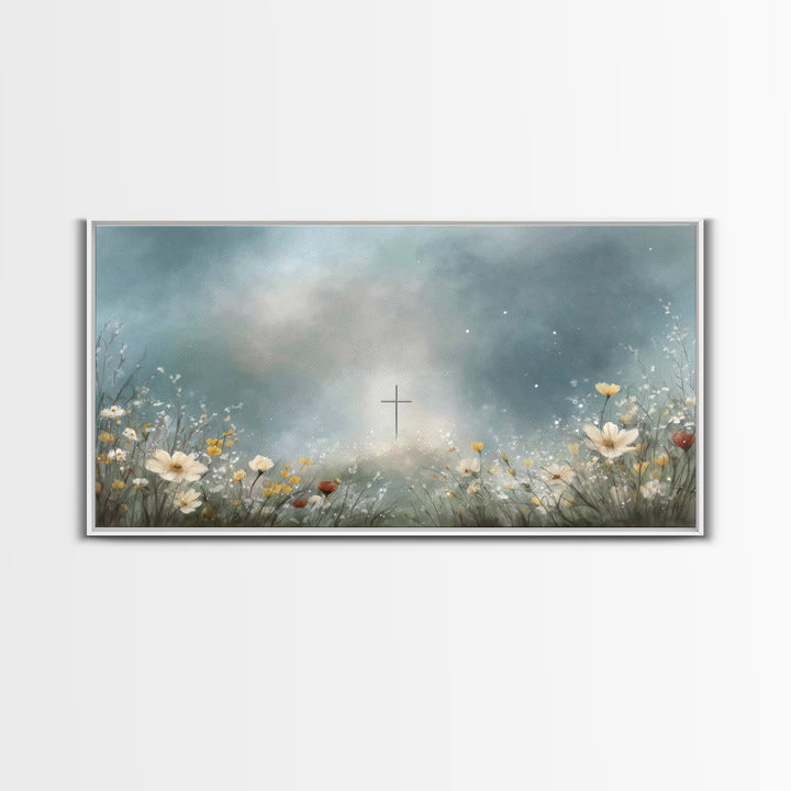 Heavenly Meadow – Framed Canvas Print – Christian Art – Jesus Painting – Christian Art Canvas – Subtle Christian Art – Christian Wall Art
