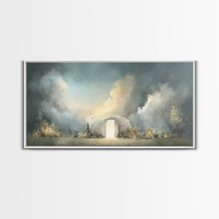 Empty Tomb Glory – Framed Canvas Print – Christian Art Canvas – Christian Wall Art – Christian Painting – Moody Christian Art – Christian D