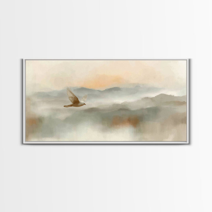 Soft Flight Grace – Framed Canvas Print – Subtle Christian Art – Christian Art Gift – Christian Art Print – Minimalist Christian Art