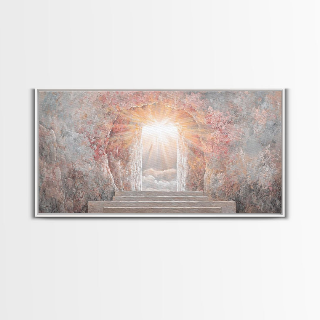 Radiant Tomb Light – Framed Canvas Print – Christian Wall Art – Christian Art Canvas – Jesus Painting – Christian Christmas Art