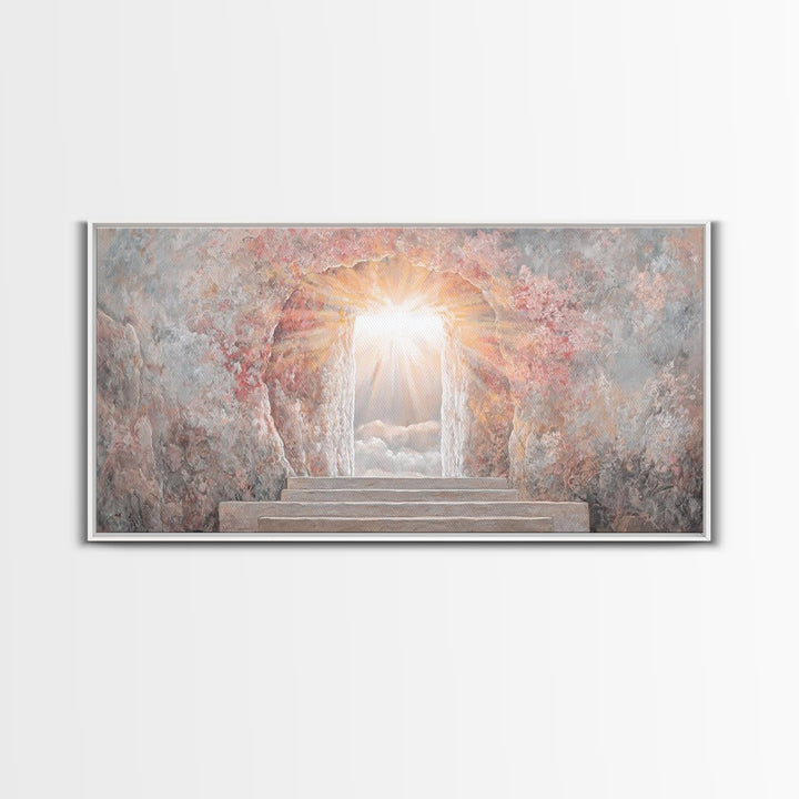 Radiant Tomb Light – Framed Canvas Print – Christian Wall Art – Christian Art Canvas – Jesus Painting – Christian Christmas Art
