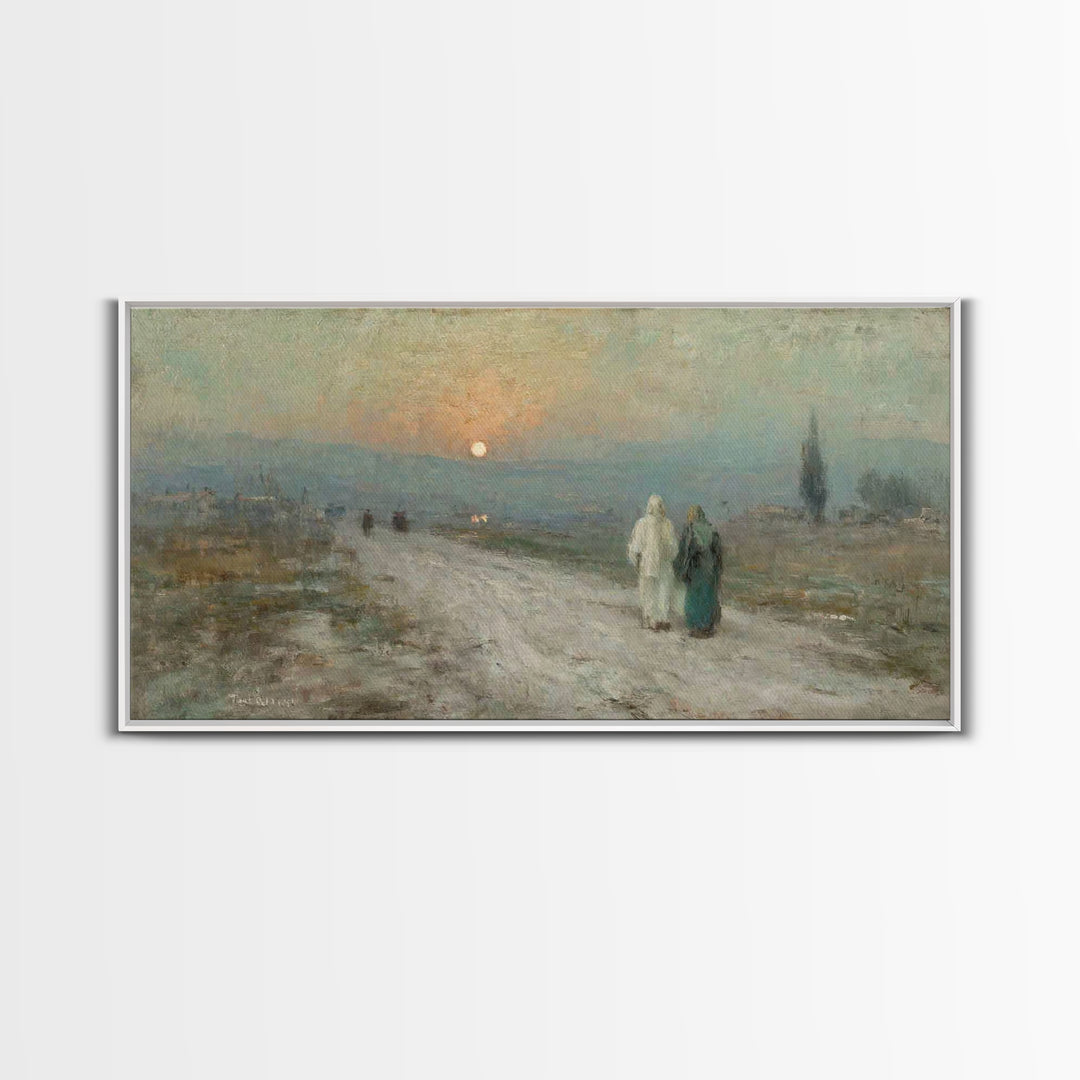 Sunset Pilgrim Road | Framed Canvas Print | Christian Wall Art | Jesus Painting | Christian Art Canvas | Christian Gift Ideas