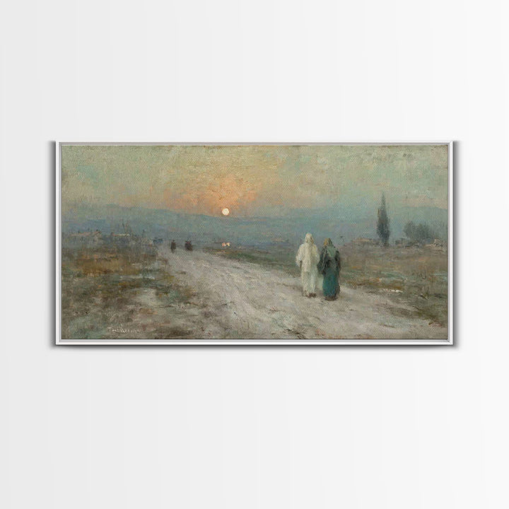 Sunset Pilgrim Road | Framed Canvas Print | Christian Wall Art | Jesus Painting | Christian Art Canvas | Christian Gift Ideas