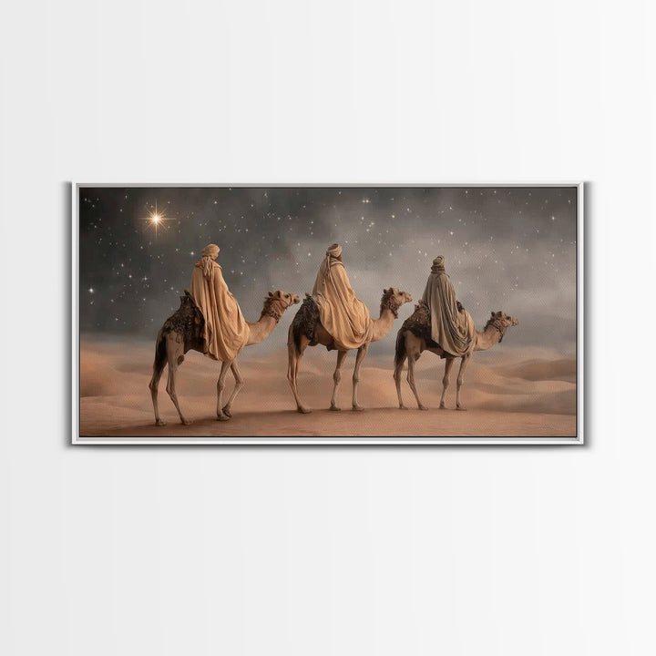 Night of Kings, Framed Canvas Print, Christian Christmas Art, Christian Wall Art, Christmas Canvas Wall Art, Moody Christmas Art, Christian