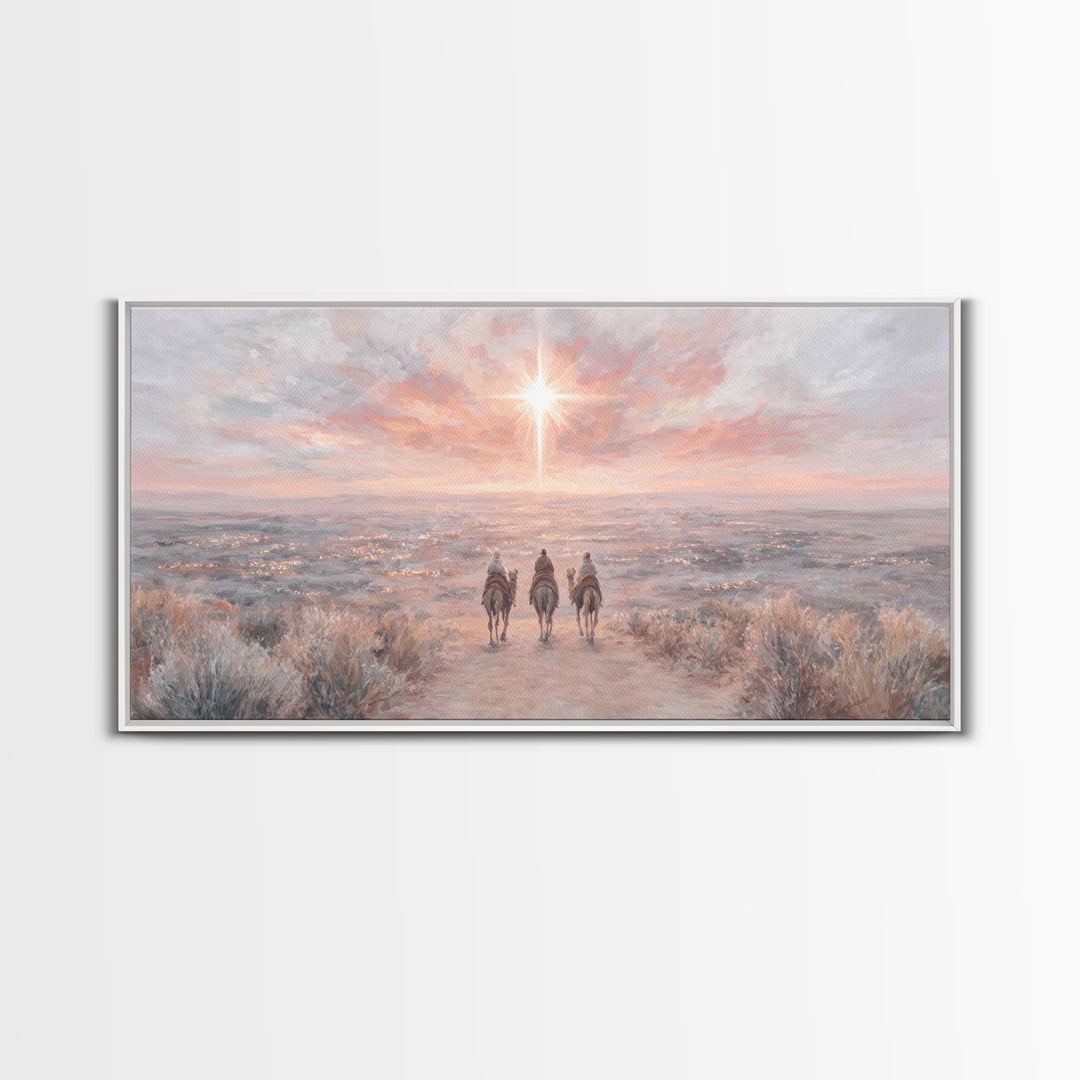 Radiant Star Path, Framed Canvas Print, Christian Art Canvas, Christmas Wall Art, Christian Christmas Decor, Modern Christian Art, Subtle C