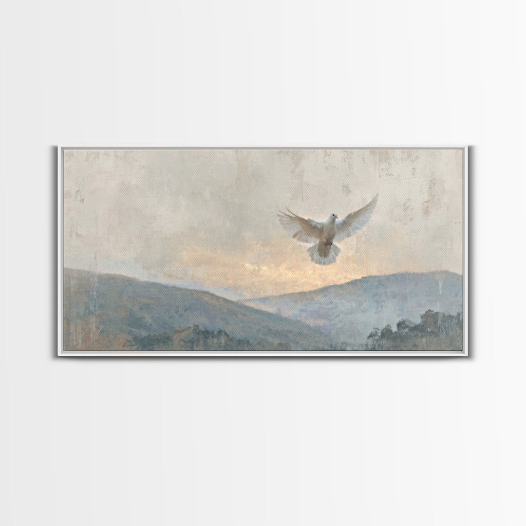 Heavenly Dove – Framed Canvas Print – Christian Wall Art – Christian Art Canvas – Christian Painting – Christmas Art – Christian Decor