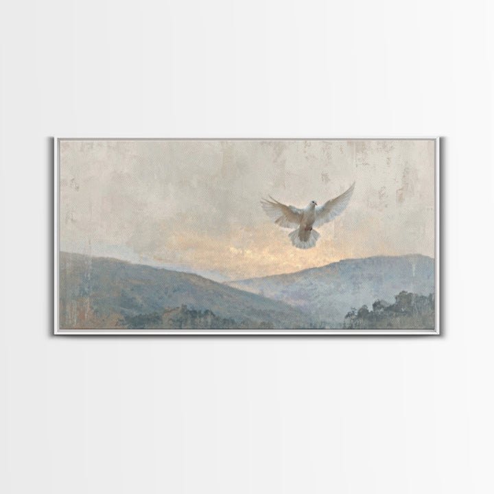 Heavenly Dove – Framed Canvas Print – Christian Wall Art – Christian Art Canvas – Christian Painting – Christmas Art – Christian Decor