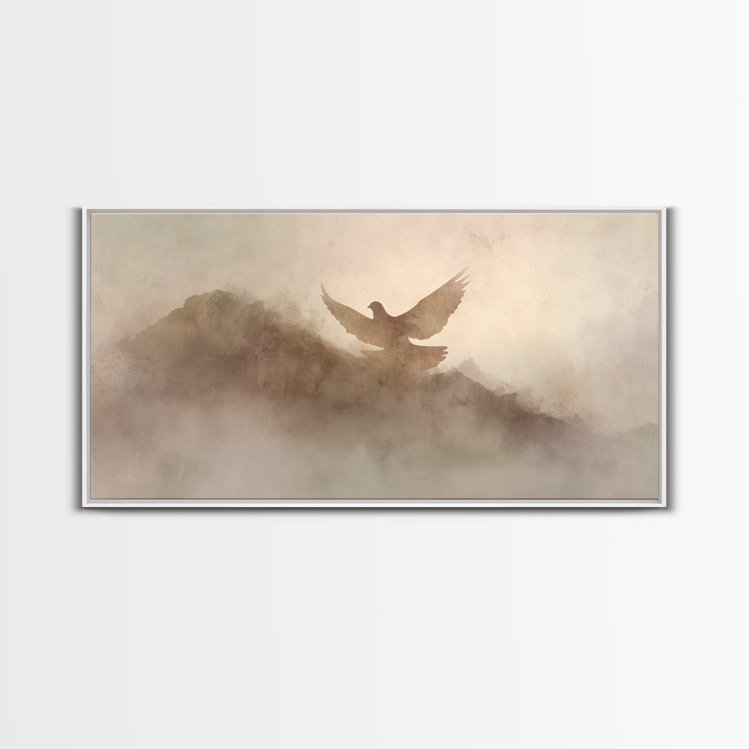 Misty Ascent – Framed Canvas Print – Christian Art Canvas – Christian Wall Art – Christmas Art – Christian Painting – Christian Decorations
