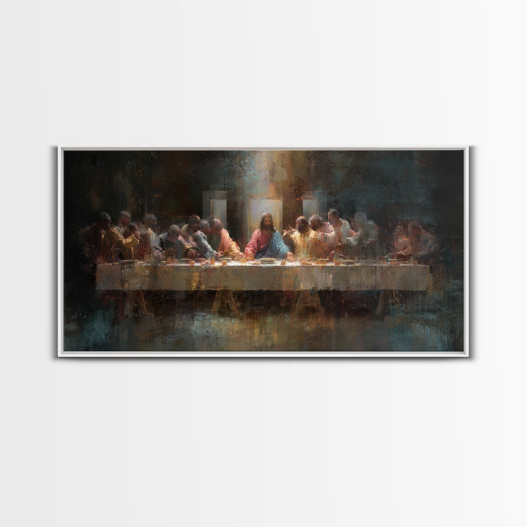 Holy Banquet – Framed Canvas Print – Christian Art Canvas – Christian Wall Art – Christian Christmas Art – Jesus Painting – Christian Decor