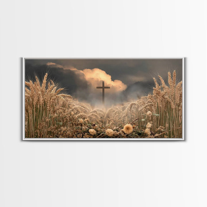 Harvest Cross – Framed Canvas Print – Christian Wall Art – Christian Art Prints – Christian Art Canvas – Christian Decor – Christian Painti