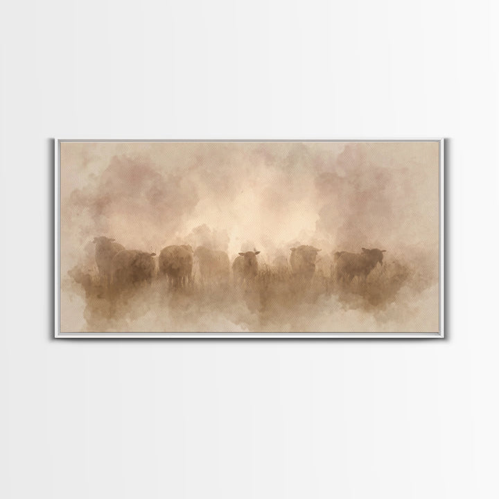 Dawnwatch Sheep – Framed Canvas Print – Christian Art Canvas – Christian Wall Art – Christian Christmas Art – Christian Decor – Moody Chris