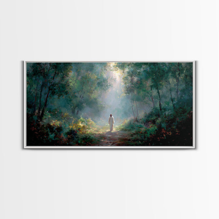 Sacred Morning Walk – Framed Canvas Print – Christmas Art – Christian Art Canvas – Christian Decor – Jesus Painting – Christian Wall Art