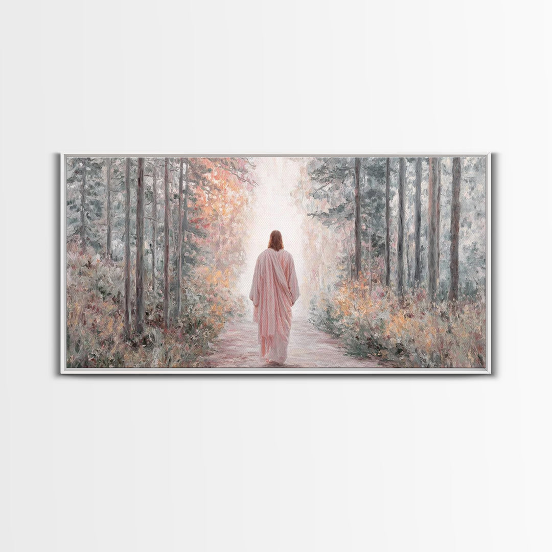 Forest Messiah Light – Framed Canvas Print – Jesus Painting – Christian Art Canvas – Christmas Wall Art – Christian Gift – Christian Art