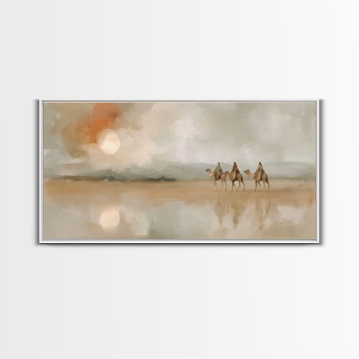 Dawn Caravan – Framed Canvas Print – Christian Art Canvas – Christian Wall Art – Christmas Art – Christian Christmas Decor – Modern Christi