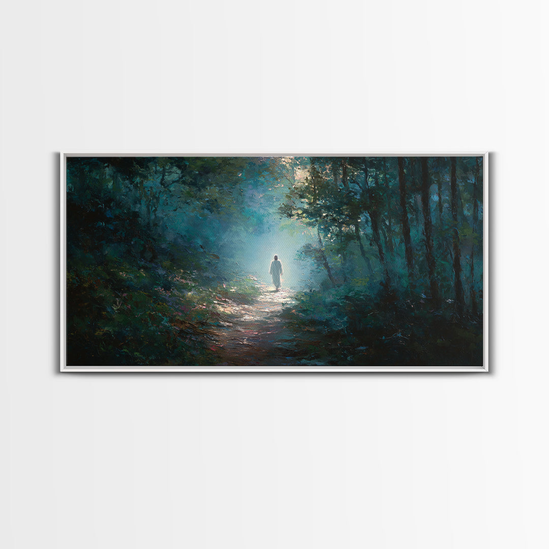 Light Of Redemption – Framed Canvas Print – Christian Wall Art – Jesus Painting – Christian Art Canvas – blue Christian art – Christian Art
