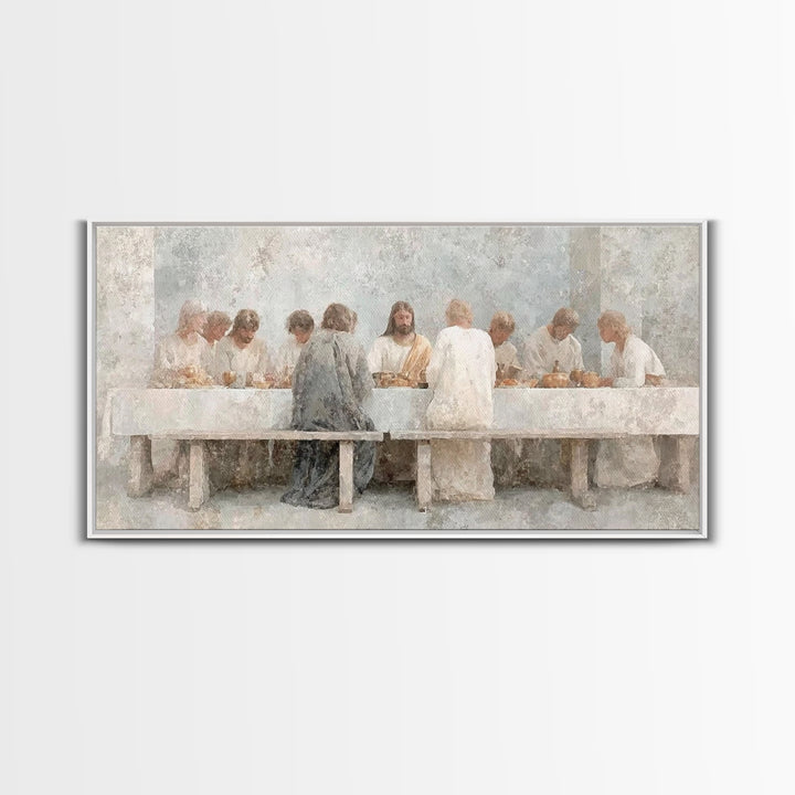 Sacred Supper Stillness – Framed Canvas Print – Christian Wall Art – Christian art canvas – vintage Christian art – Christian Art Print – J