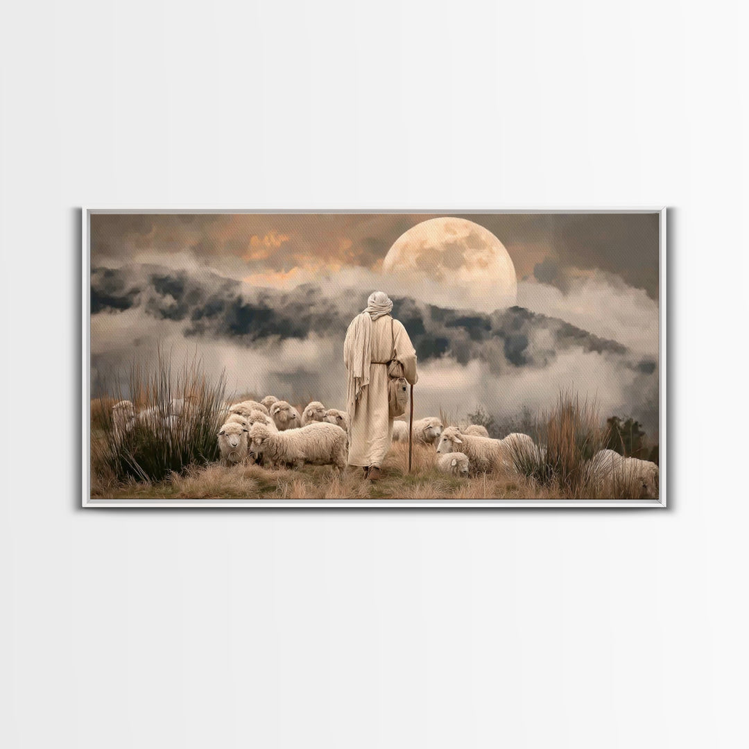Shepherds Of Dawn – Framed Canvas Print – Christian Wall Art – Jesus Painting – Christian Art Canvas – Christmas Art – Christian Decor