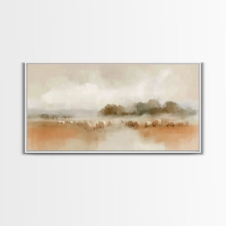 Quiet Shepherd Fields – Framed Canvas Print – Christian Art Canvas – Christian Wall Art – Christmas Art – Jesus Painting – Christian Gift