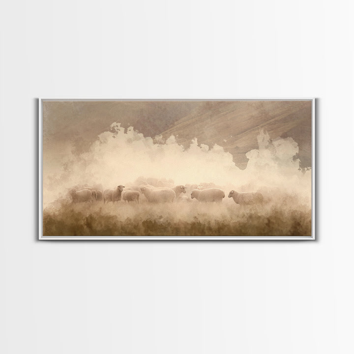 Soft Morning Haze, Framed Canvas Print, Christian Wall Art, Christian Art Canvas, Jesus Painting, Christian Decor, Christmas Art